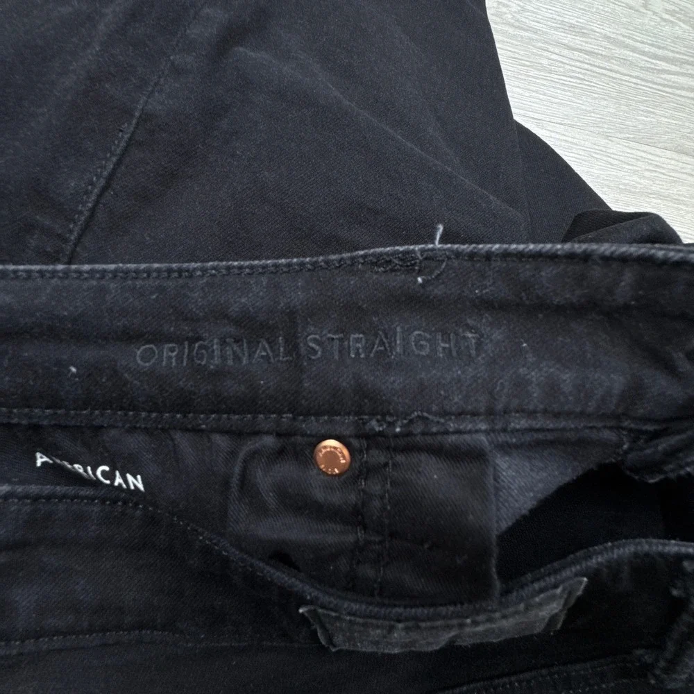 American Eagle Men's Jeans Original Straight Black 36x30‎ Airflex+ Stretch Denim